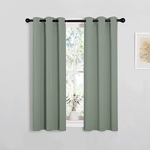 NICETOWN Blackout Curtain Panels - Greyish Green, 29" x 40"
