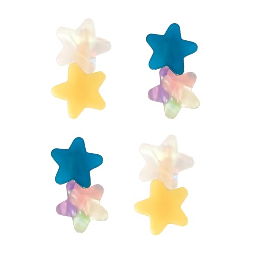 Festneno 4PCS Acrylic Star Hair Clips Non-Slip Geometric Snap Hair Barrettes