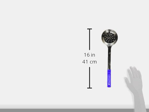 Winco 8 oz Portion Control Spoon - Blue Handle, Perforated Stainless Steel