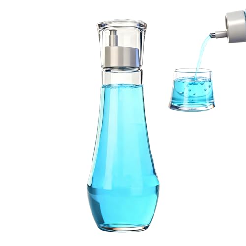 LGURT 9oz Glass Mouthwash Dispenser with Rinse Cup – Refillable Decanter
