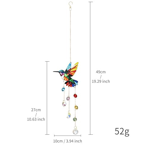 Colorful Hummingbird Crystal Suncatcher Hanging Garden Decor