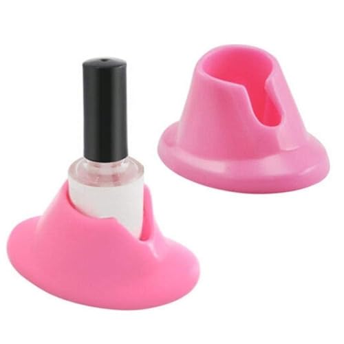 Pink Rubber Nail Polish Holder Anti-Spill Stand 2Pcs