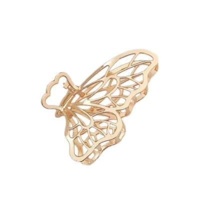 ZLmoue Gold Metal Butterfly Hair Claw Clip for Thick Hair