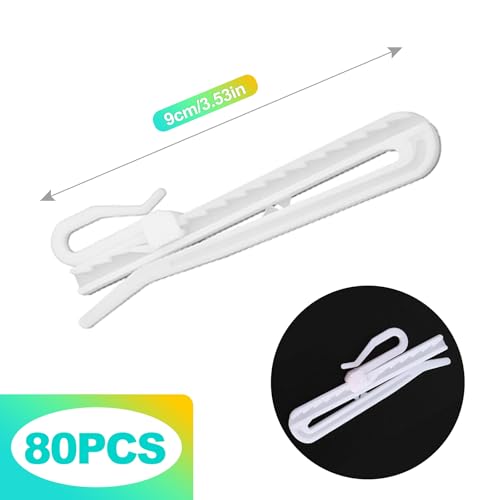 80-Piece Adjustable Pinch Pleat Curtain Hooks - 85mm Plastic Drapery Hooks