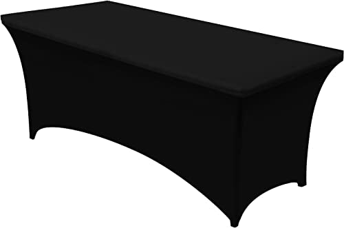 Utopia Kitchen 8FT Spandex Table Cloth - Black, Washable & Wrinkle Resistant