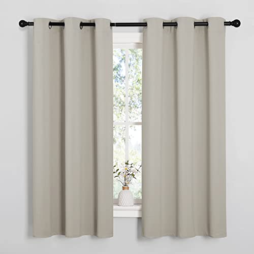 NICETOWN Blackout Curtains - 42"W x 63"L Natural Grommet Drapes (2 Panels)