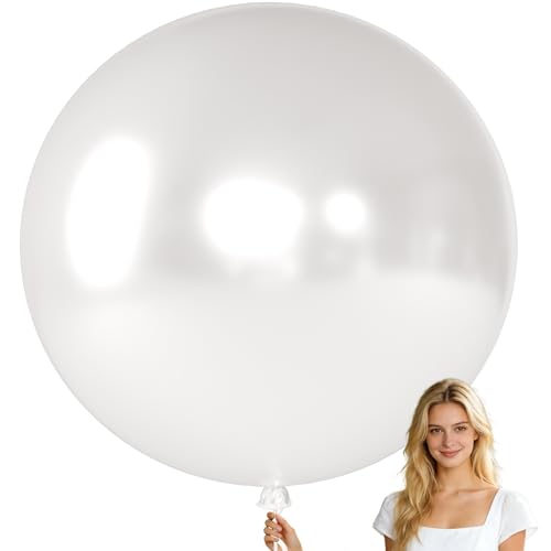 KALOR 36-Inch Giant Latex Balloons, Pearl White Jumbo Balloons - 4 Pack