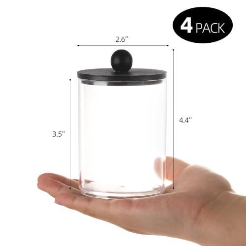 4 Pack Q-Tip Holder Set, 10oz Clear Bathroom Storage Jars with Wood Lids