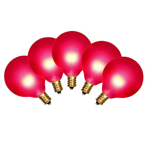 15 Satin Red G50 Light Strand - UL Approved 10ft Christmas Lights on Green Wire - Variation: Red