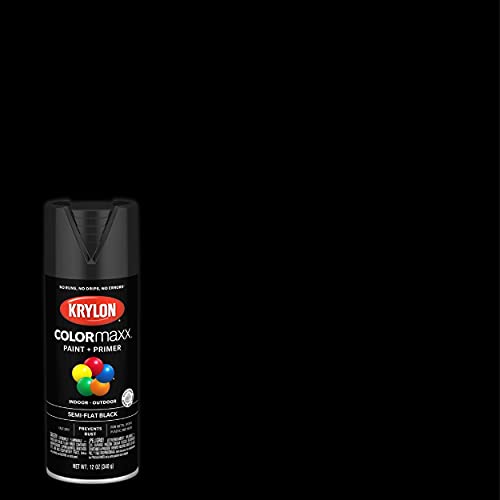 Krylon COLORmaxx Semi-Flat Black Spray Paint & Primer, 12 oz