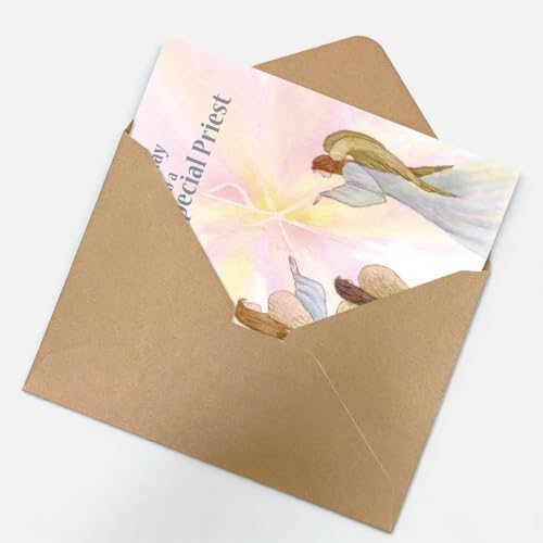 Priest Birthday Card WX-452 with Psalm 139:14, Angel Design, 5x7 Inch