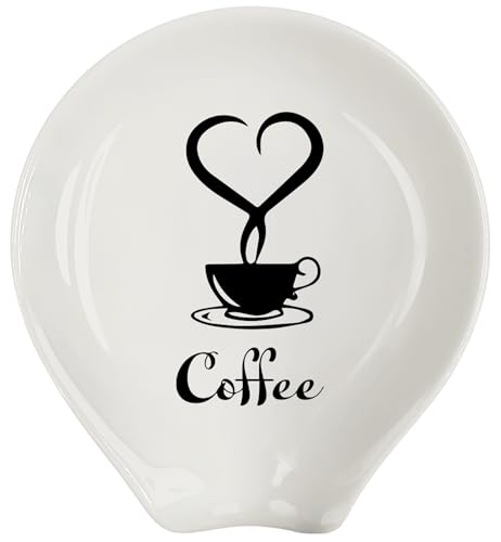 Ceramic Coffee Spoon Rest - Funny Coffee Bar Accessory (White-6)