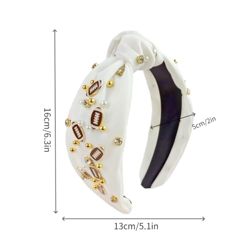 LEKTIST Pearl Rhinestone Knotted Headband - Football Fan Hair Accessory