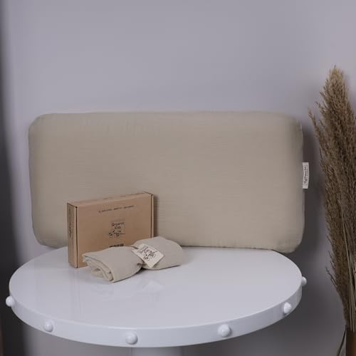 Ecru Muslin Toddler Pillowcase - 100% Organic Cotton, Double-Sided, 26x13x2.36 inches