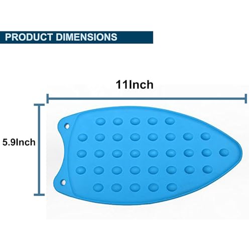 LeLehome Silicone Iron Rest Mat - Heat Resistant 10.5" x 4" Pad, Blue