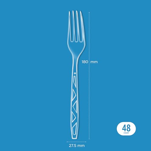 Premium Disposable Clear Plastic Forks - 48 Count, BPA Free