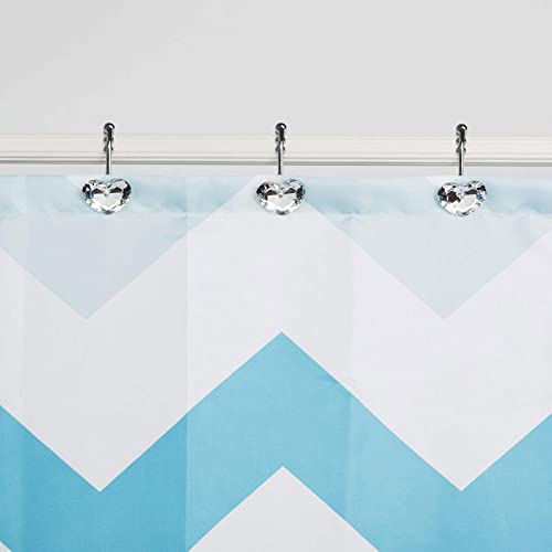 Actpe Decorative Crystal Heart Shower Curtain Hooks, Rust-Proof Set of 12