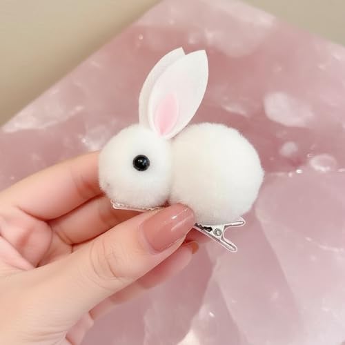 Plush Bunny Hair Clips - Cute Fluffy Rabbit Hair Claws Set for Women