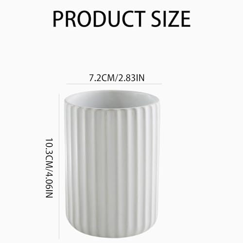 LILITURF Ceramic Toothbrush Holder - White Minimalist Bathroom Cup