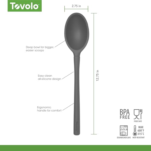 Tovolo Flex Core Silicone Deep Serving Spoon Charcoal Gray - Heat Resistant BPA-Free Kitchen Utensil