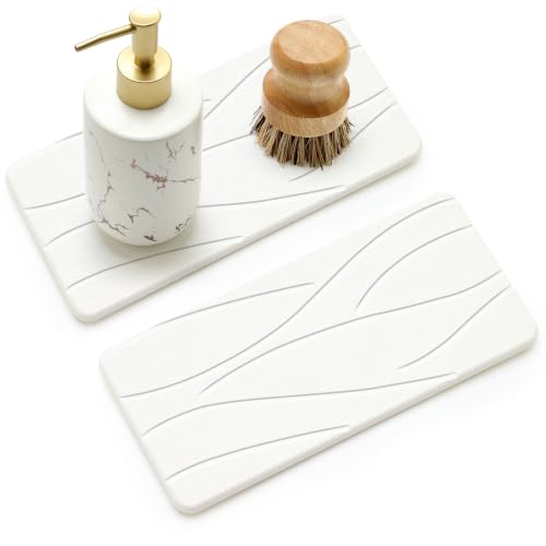 Diatomite Stone Drying Tray Set - Fast Drying Soap Dish for Sink