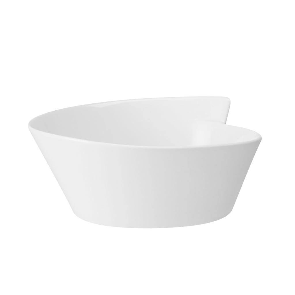 Villeroy & Boch NewWave Collection Large Round Serving Bowl, Premium Porcelain, Made in Germany, 94.5 oz Capacity, 13.5 in Diameter, 5.6 in Tall, Rich, Creamy White