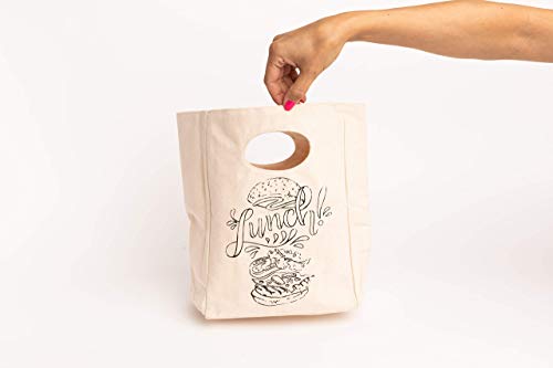 Organic Cotton Lunch Bag - Reusable & Washable Tote for Kids & Adults
