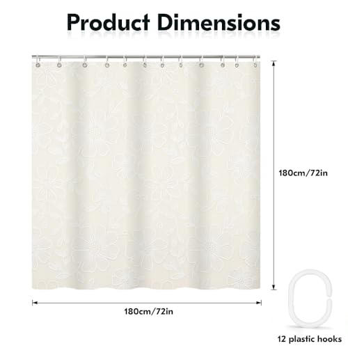 Bohemian Beige Floral Shower Curtain - Waterproof Polyester 72"x72"