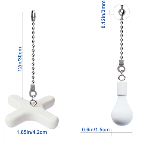 12-Inch Ceiling Fan Pull Chain Set with Wooden Pendants - 2 Pack