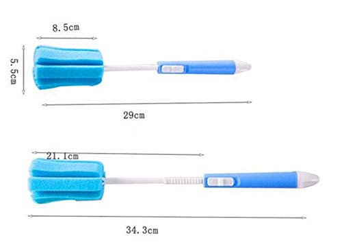 3-Piece Adjustable Sponge Bottle Brush Set for Mugs, Glasses, and Bottles