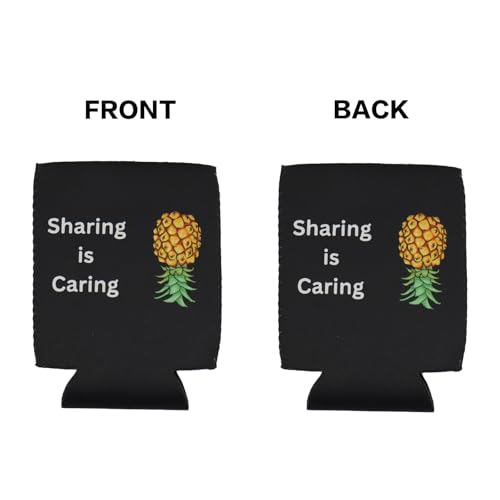 Sharing Is Caring Upside Down Pineapple Can Sleeve – 12 oz Neoprene Drink Cooler