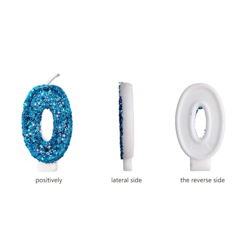 Blue Glitter Number Candles for Birthdays - 2.8" Birthday Cake Decor