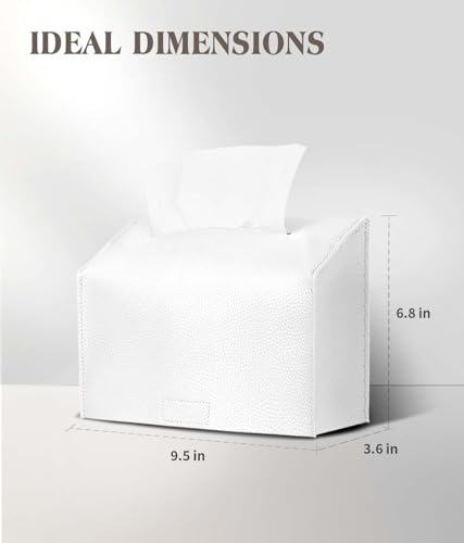 Livelab PU Leather Paper Hand Towel Box Cover - White Tissue Dispenser