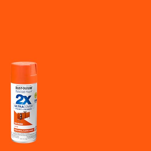 Rust-Oleum Painter's Touch 2X Ultra Cover Spray Paint, Satin Fire Orange, 12 oz, 2-Pack