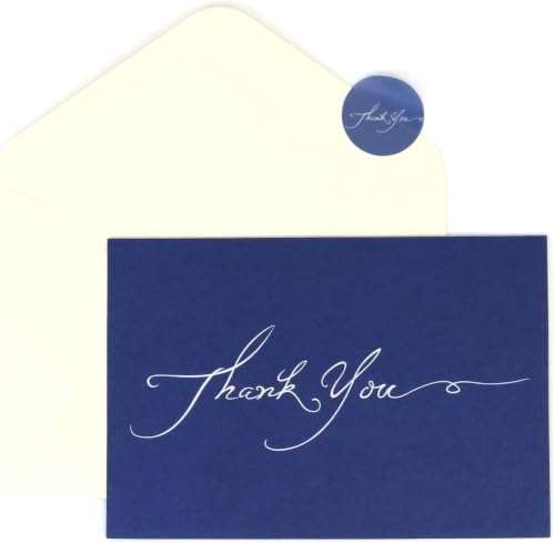 Navy Blue Thank You Cards with Envelopes and Stickers - 12 Pack