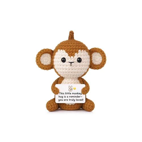 Positive Monkey Crochet Stuffed Animal for Emotional Support