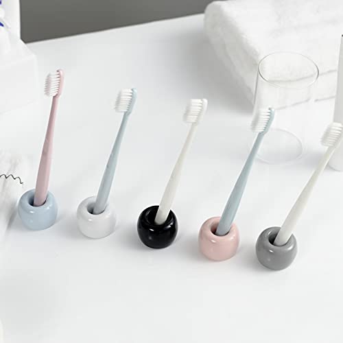 White Mini Ceramic Couple Toothbrush Holder Set - Hand-Made Design