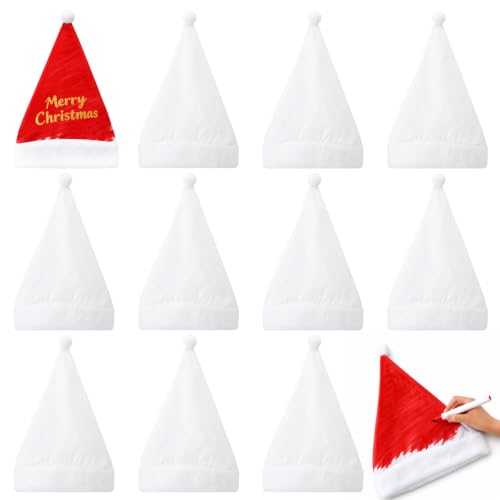 Santa White Hats Craft Kit - 12 Pcs DIY Cap Craft Supplies