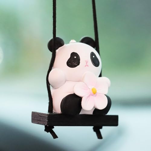 Panda Swinging Cartoon Animal Car Hanging Ornament - Cute Rear View Mirror Pendant