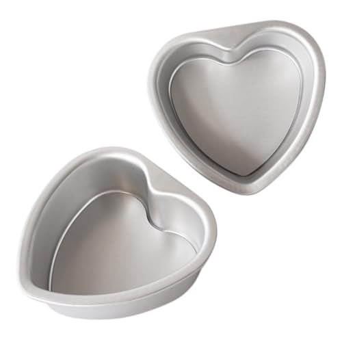 Heluok 4 Inch Heart Shaped Cake Pan Set with Removable Bottom
