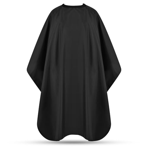 Professional Hair Cutting Cape with Adjustable Snap Closure Black 57" x 51"