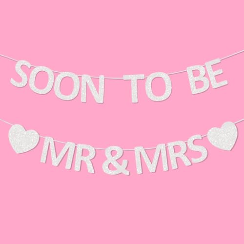 Pre-Strung Mr & Mrs Glitter Banner - Engagement & Bridal Shower Decor