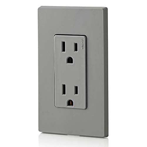 Leviton 15 Amp Decora Duplex Receptacle - Gray, Residential Grade