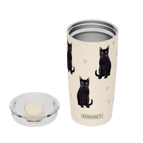 Black Cat Travel Mug - 20oz Stainless Steel Insulated Tumbler with Spill Proof Lid