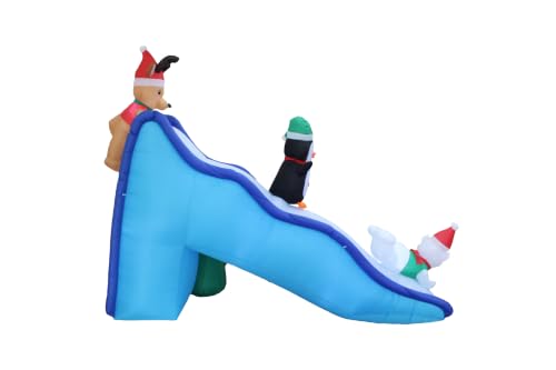 9 Ft Long Christmas Inflatable Yard Scene with Penguin Reindeer Polar Bear LED Lights