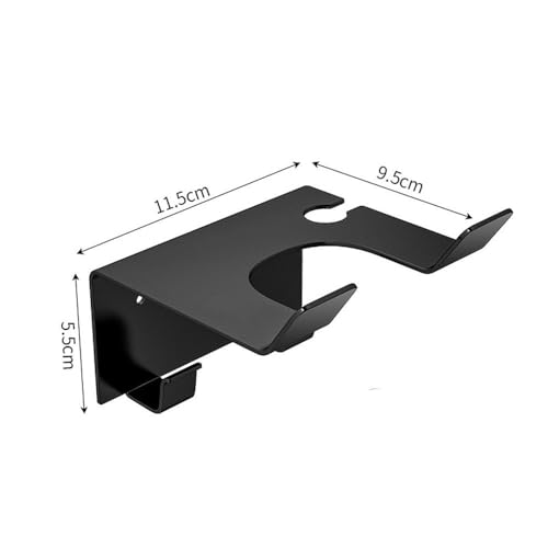 Stainless Steel Hair Dryer Holder Wall Mount - Black Storage Rack