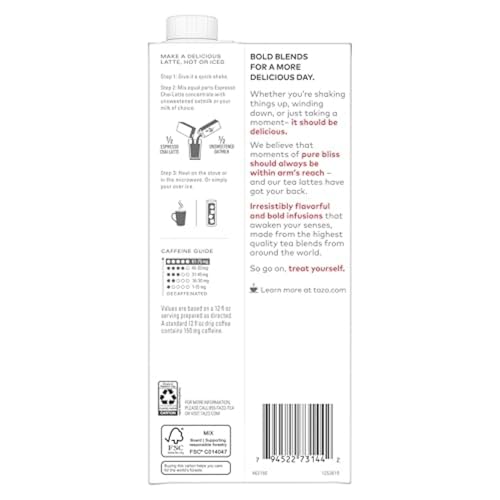 TAZO Espresso Chai Latte Tea Concentrate, 32 fl oz - Cafe Style Chai Mix