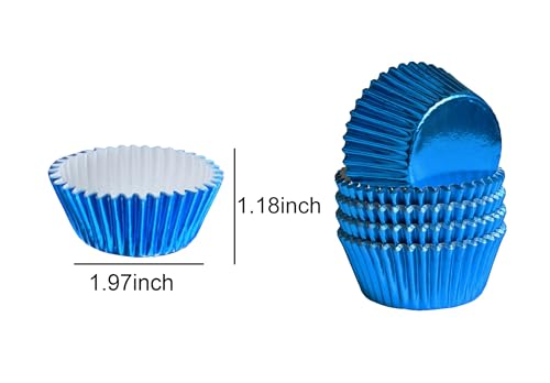 Blue Foil Cupcake Liners - 100 Pack Standard Muffin Baking Cups