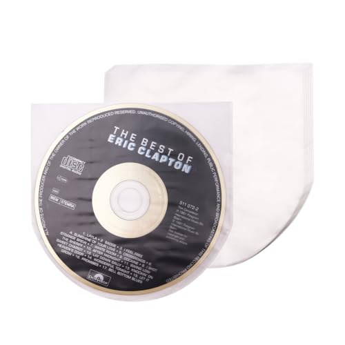50 PCS Anti-Static CD/DVD Sleeves - Clear Plastic Storage for 5-Inch Discs