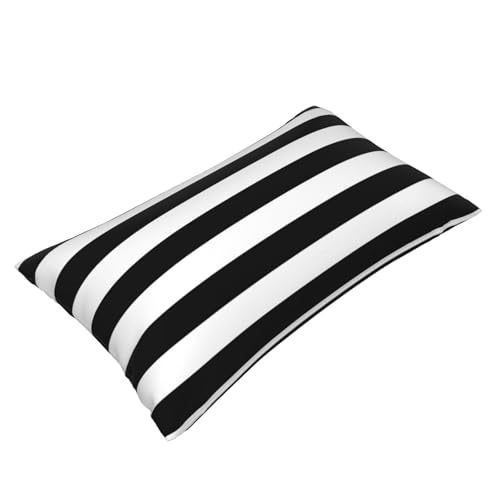 Black and White Stripe Throw Pillow Covers 12x20 in (Set of 2)